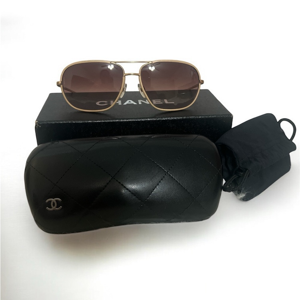 CHANEL Gold Aviator Sunglasses